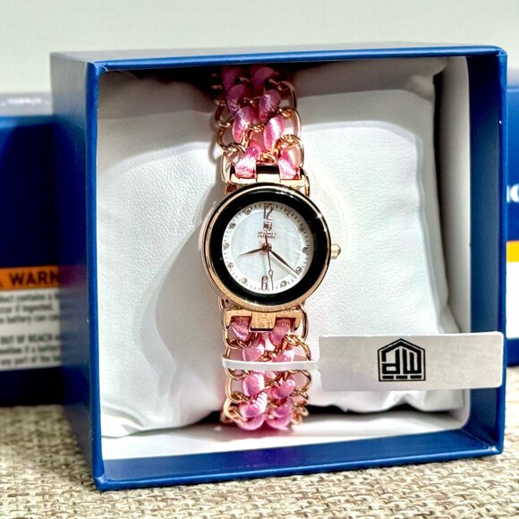 Rose Gold Pink Braided Bracelet Watch Adjustable Chain Band Feminine main image 4